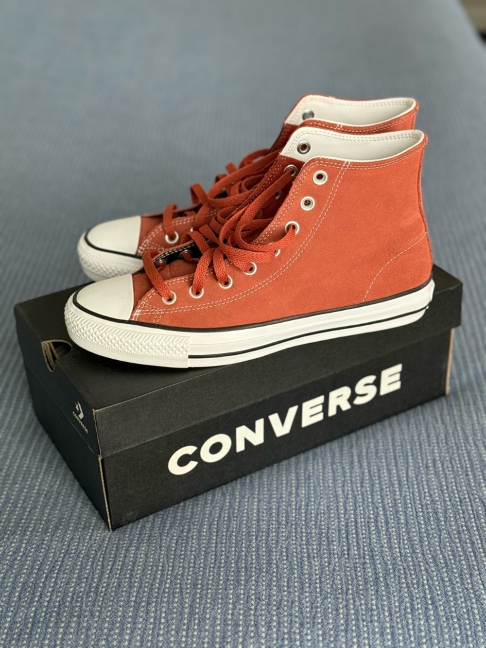 Converse High-Top Sneakers in Rust Orange Suede
